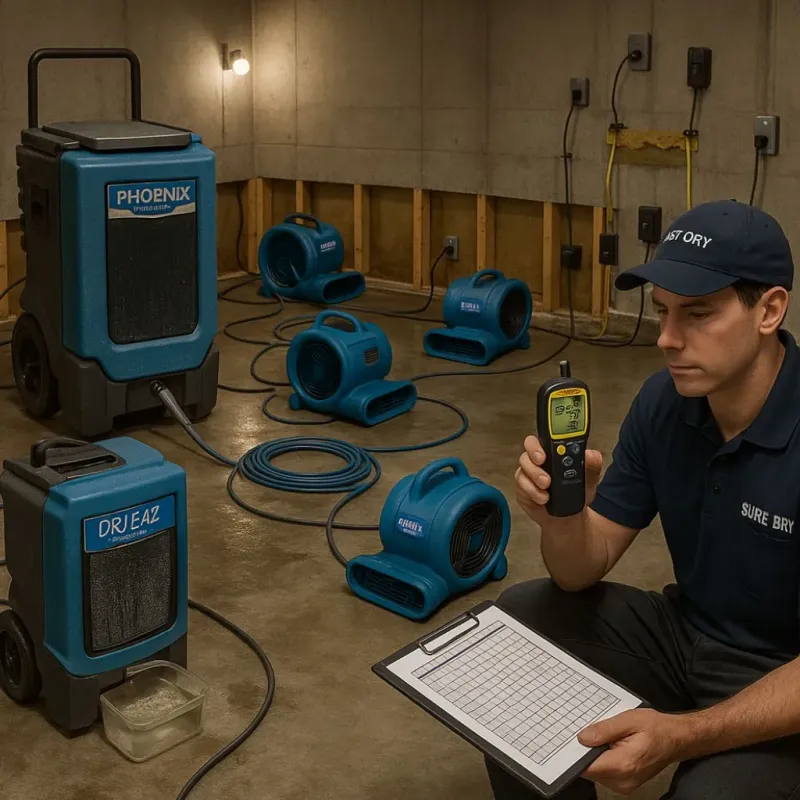 Structural Drying and Dehumidification process in Greenville, MI